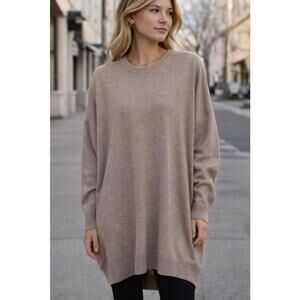Benin One Size Oversized Taupe Sweater Dress Batwing Sleeve Knit